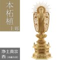 本柘植仏像 上彫り 六角台座 西立弥陀 【浄土真宗本願寺派】