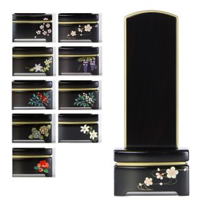 画像: シンプル唐木位牌 駿河蒔絵 黒檀 マット仕上げ