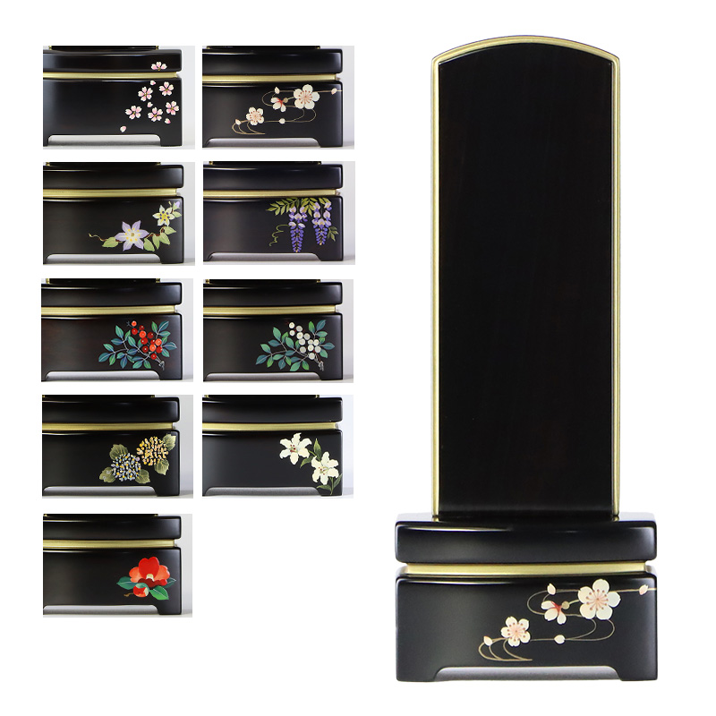 画像1: シンプル唐木位牌 駿河蒔絵 黒檀 マット仕上げ